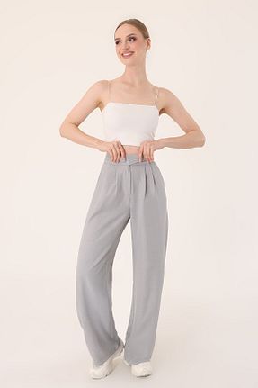 شلوار طوسی زنانه کتان Hazel - کد 902104648