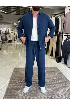 ست بالاتنه و پائین تنه آبی زنانه اورسایز butik