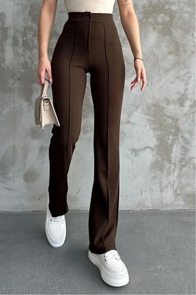 شلوار پارچه ای قهوه ای زنانه بلند trikomode - کد 904235638