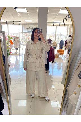 ست بالاتنه و پائین تنه بژ زنانه بافتنی MODA - کد 924679368