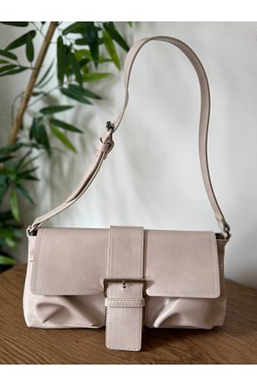 کیف دوشی بژ زنانه چرم مصنوعی moonlitebag - کد 920668654
