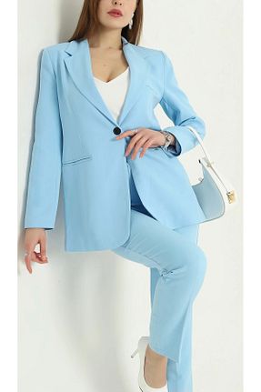 ست بالاتنه و پائین تنه آبی زنانه بافتنی ÇİZGİN - کد 921555724