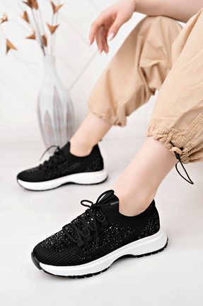 کفش اسنیکر مشکی زنانه بند دار moda sara - کد 920720200