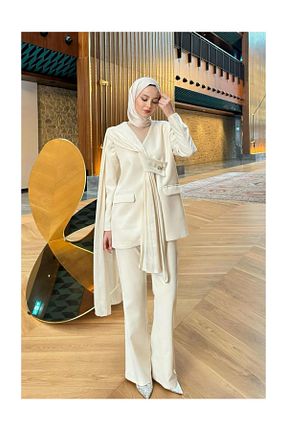 ست بالاتنه و پائین تنه حجاب بژ رگولار FUSHYA - کد 920708782