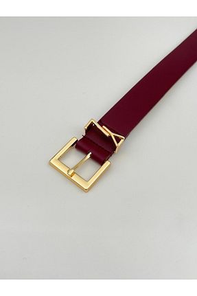 کمربند زرشکی زنانه چرم مصنوعی Descoin - کد 898156587