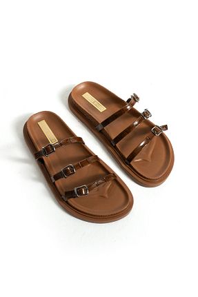 دمپائی قهوه ای زنانه پاشنه نازک Gökçe Shoes - کد 920737329