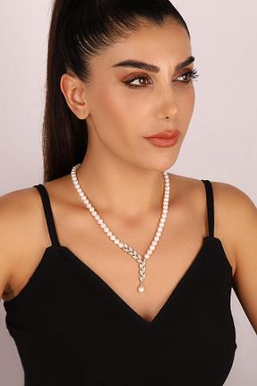 گردنبند طلا سفید زنانه 14 عیار Birinci - کد 863340268