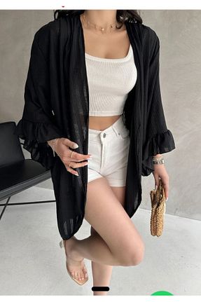 کیمونو و کافتان مشکی زنانه بافت Renginbutik - کد 920738018