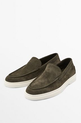 کفش لوفر خاکی مردانه چرم خالص Massimo Dutti - کد 920751546