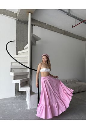 دامن صورتی زنانه پنبه ای Zey Studio - کد 920756268