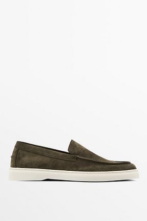 کفش لوفر خاکی مردانه چرم خالص Massimo Dutti - کد 920751546