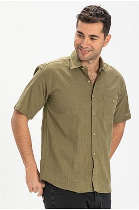 پیراهن سایز بزرگ خاکی مردانه رگولار Eliş Şile Bezi - کد 92906048