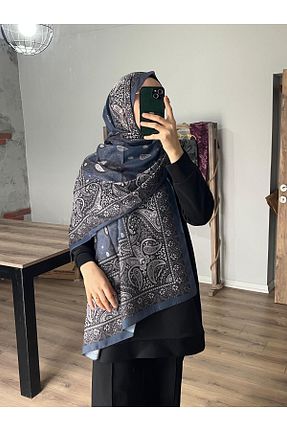 شال آبی زنانه پنبه پلی استر Merwiss - کد 920763828