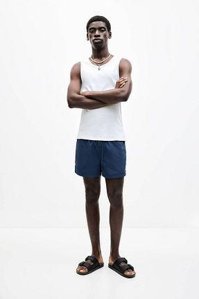 شلوارک ساحلی سرمه ای مردانه پلی استر Pull & Bear - کد 920761152