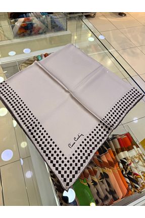 روسری طوسی کرپ ساتن ابریشم Pierre Cardin - کد 920784058