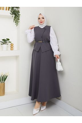 ست بالاتنه و پائین تنه حجاب طوسی زنانه اسلیم butikhira - کد 905814731