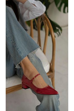 کفش پاشنه بلند کلاسیک قرمز زنانه چرم لاکی ECENİN BUTİĞİ - کد 920794693