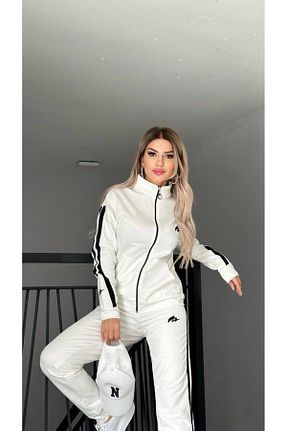 ست گرمکن سایز بزرگ سفید زنانه پنبه پلی استر MİMİ Luxury Wear - کد 797199992