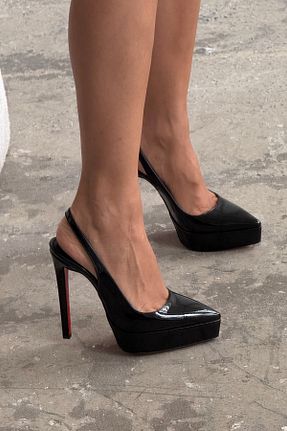 کفش پاشنه بلند کلاسیک مشکی زنانه چرم لاکی AYAKKABI PRENSİ - کد 920804402