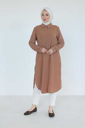 تونیک حجاب قهوه ای زنانه جین Armine TREND - کد 920839603