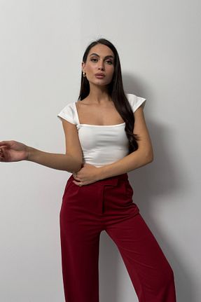 تیشرت سفید زنانه کروپ فیت msm fashion - کد 888266692
