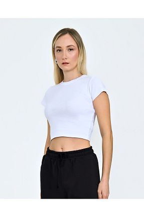 تیشرت سفید زنانه یقه دوچرخه BEC
