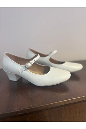 کفش پاشنه بلند کلاسیک سفید زنانه چرم خالص Ada Tasarım - کد 920894479
