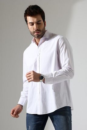 پیراهن سفید مردانه اورسایز Peille - کد 876015544