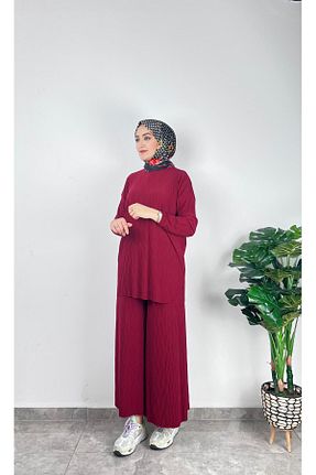 ست بالاتنه و پائین تنه زرشکی زنانه بافتنی SOFT - کد 920942178