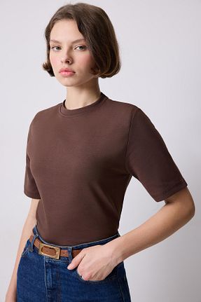 تیشرت قهوه ای زنانه Relaxed Touche Prive - کد 921752565