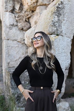 پلیور مشکی زنانه رگولار bytugcekaya - کد 920945825
