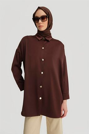 پیراهن حجاب قهوه ای زنانه رگولار Armine - کد 920989224