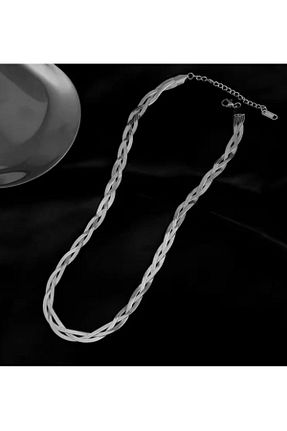 گردنبند استیل ( فولاد ) سفید زنانه استیل ضد زنگ STAİNLES - کد 921025195