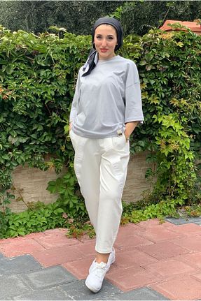 تونیک حجاب طوسی زنانه بافتنی Moda Rosa - کد 921768781