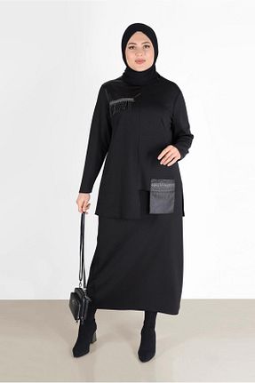 ست بالاتنه و پائین تنه حجاب مشکی زنانه رگولار Alvina - کد 802434412