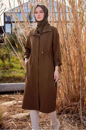 ترنچکت حجاب قهوه ای زنانه بدون آستر Alvina - کد 817794343