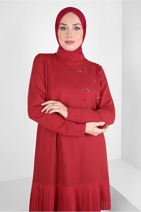تونیک حجاب قرمز زنانه پنبه پلی استر Alvina - کد 790165485