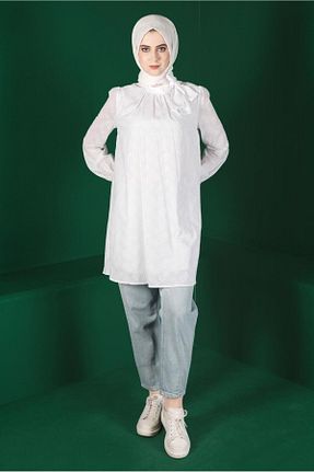 تونیک حجاب سفید زنانه %100 پنبه Alvina - کد 802125803