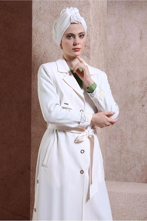 ترنچکت حجاب سفید زنانه بدون آستر Alvina - کد 817794330