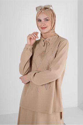 ست گرمکن حجاب بژ زنانه رگولار Alvina - کد 859861750