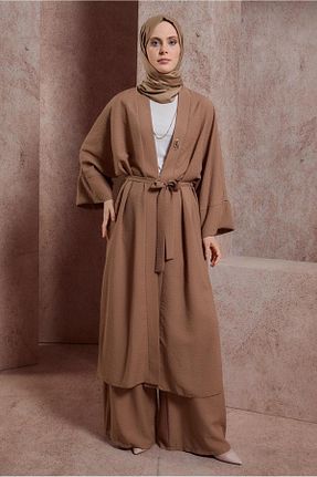 ست بالاتنه و پائین تنه حجاب قهوه ای زنانه رگولار Alvina - کد 818748746