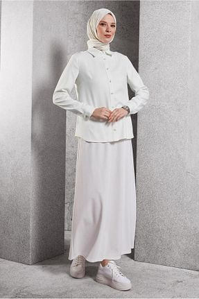 بلوز حجاب سفید زنانه رگولار Alvina - کد 878015853
