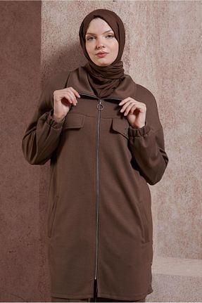 ست گرمکن حجاب قهوه ای زنانه رگولار Alvina - کد 833236701