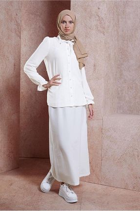 بلوز حجاب سفید زنانه رگولار Alvina - کد 848013355