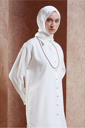 تونیک حجاب سفید زنانه پلی استر Alvina - کد 865109072