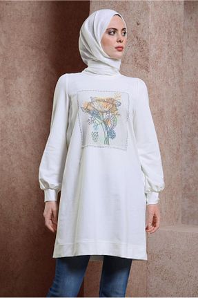 تونیک حجاب سفید زنانه پنبه پلی استر Alvina - کد 833409285