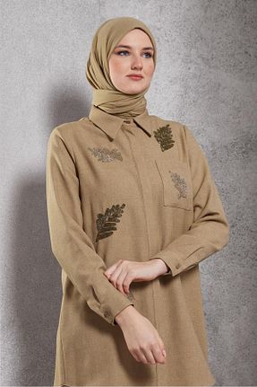 تونیک حجاب بژ زنانه پنبه ای Alvina - کد 869229459