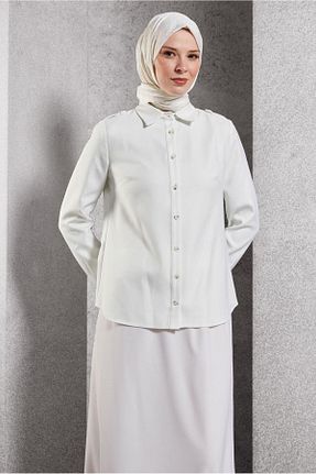 بلوز حجاب سفید زنانه رگولار Alvina - کد 878015853
