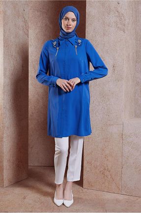 تونیک حجاب سرمه ای زنانه پلی استر Alvina - کد 840380322