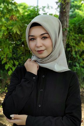 روسری قهوه ای پلی استر Moda Mevsimi - کد 183348388